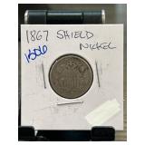1867 Shield Nickel in Display Flip