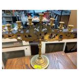 Brass Seven-Light Candelabra with Ornate Detailing