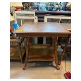 Wooden Square Table with Ornate Legs