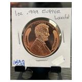1 oz .999 Fine Copper Abraham Lincoln Round