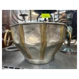 Metal Bowl With Dual Handles and Brass Detailing