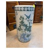 Decorative Ceramic Umbrella Stand with Bird Motif