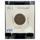 1861 Indian Head Cent in Holder