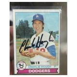 Topps Charlie Hough Signed Baseball Card, Dodgers