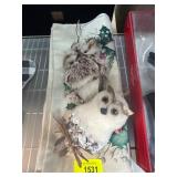 Holiday Owl Figurines and Christmas Themed Linens