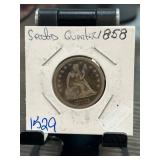 1858 Seated Liberty Quarter