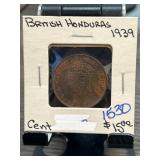 1939 British Honduras 1 Cent Coin