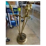 Brass Fireplace Tool Set with Stand