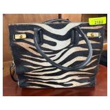 Cavalcanti Zebra Print Genuine Leather Handbag