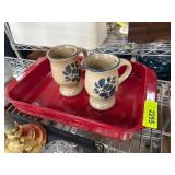 Chantal Handcrafted Tray and Two Mugs