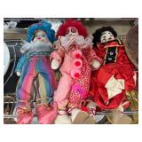 Three Decorative Clown Dolls