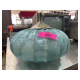 Decorative Blue Frosted Glass Pumpkin