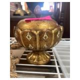 Gold-Tone Lidded Decorative Container from Italy