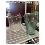 Clear and Green Glass Pitcher Set