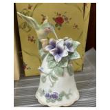 Porcelain Hummingbird and Flowers Bell Figurine