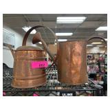 Two Copper Watering Cans with Handles