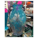 Blue and Copper Tone Art Glass Vase