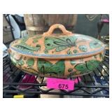 Hand-Painted Ceramic Lidded Dish with Butterfly Mo