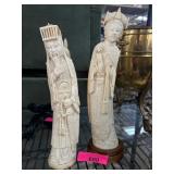 Two Carved Figures with Oriental Markings
