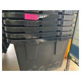5 Black Plastic Storage Totes