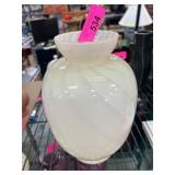 White Swirled Glass Vase in Bulbous Form