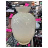 Opaque Swirled Glass Vase in Ivory Hue
