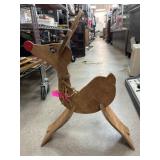 Wooden Reindeer Figurine With Red Nose