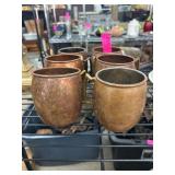 Six Copper Mugs With Brass Handles