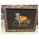 Framed Painting of a Matador and Bull