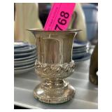 Decorative Metal Vase with Ornate Band