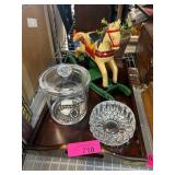Wooden Rocking Horse and Decorative Items