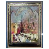Framed Western Wall Artwork with Hebrew Text
