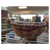 Brown Glazed Bowl and Woven Elephant Mug Holder