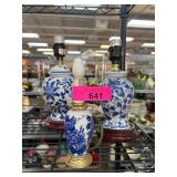 Three Blue and White Table Lamps