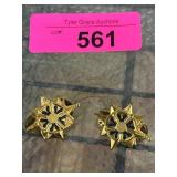 Gold-Tone Star-Shaped Lapel Pins with Blue Accents