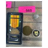 Vietnam Service Medal, Token, IRS Fob, and Bullet