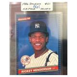 1986 Donruss Rickey Henderson #51 Baseball Card