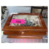Wooden Jewelry Box With Mirrored Lid