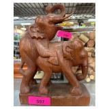 Carved Wood Elephant Figurines, 1968