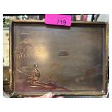 Japanese Lacquered Tray with Scenic Design