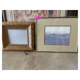 Framed Landscape Artwork and Ornate Empty Frame