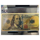 Gold-Tone $100 Replica Bill in Case
