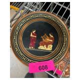 Greek Handmade Copper Plate with Painted Design