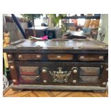 Wooden Decorative Chest With Red Lined Interior