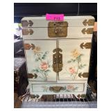 Decorative Floral Jewelry Box with Brass Accents