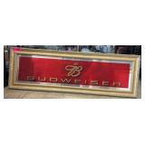 Framed Budweiser Advertising Sign with Gold Finish