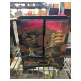 Hand-Painted Wooden Jewelry Box With Drawers
