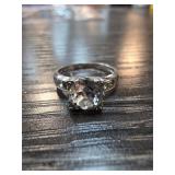 Sterling Silver Ring with Round-Cut Clear Stone