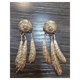 Sterling Silver Feather Drop Earrings