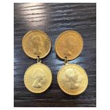Gold-Tone Coin Dangling Clip-On Earrings